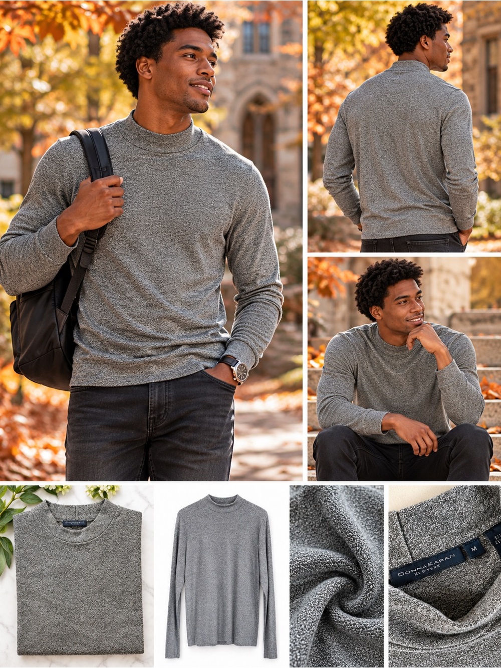 DONNA KARAN NEW YORK - Gray Long Sleeve Sweater Shirt